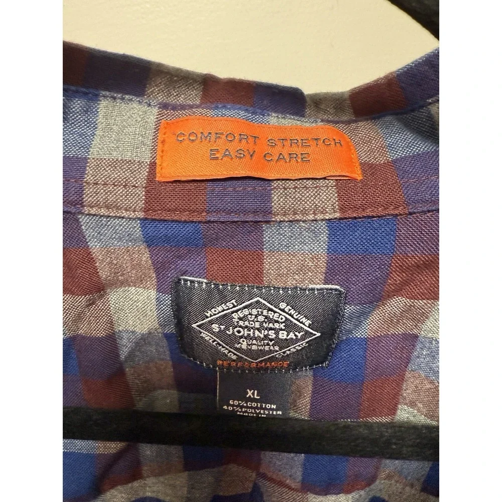 St Johns‎ Bay Men's Checkered Long Sleeve Button Up Size XL